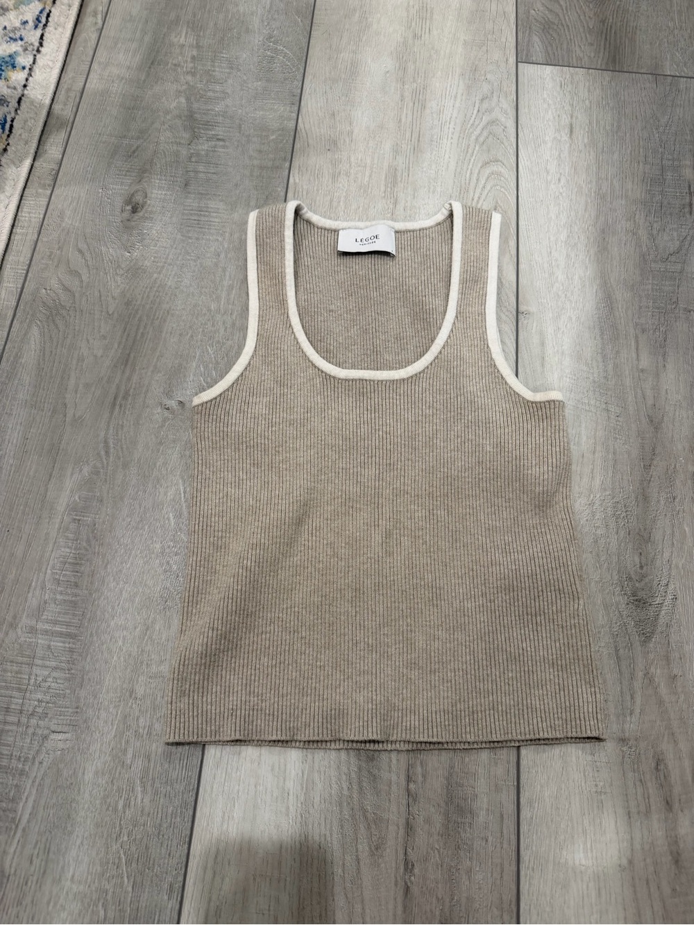 Legoe Heritage | Women's Tan Ribbed Tank Top with Cream Trim